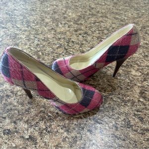 Bakers High Heel Shoes Size 6 1/2 plaid pink and brown
